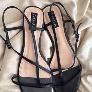 Aqua Elegant Black Strappy Sandals